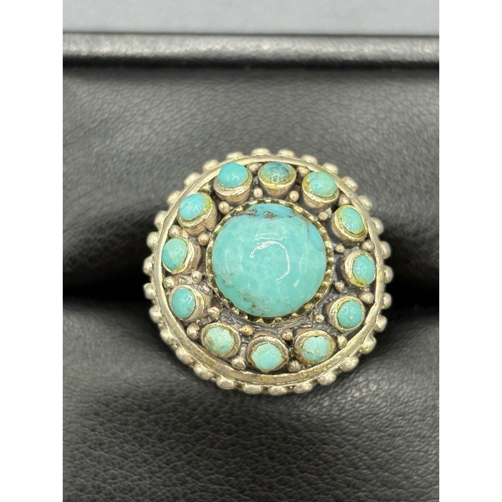 Barse Sterling Silver Turquoise Dome Ring 33 Grams Heavy Size 7.75 E20